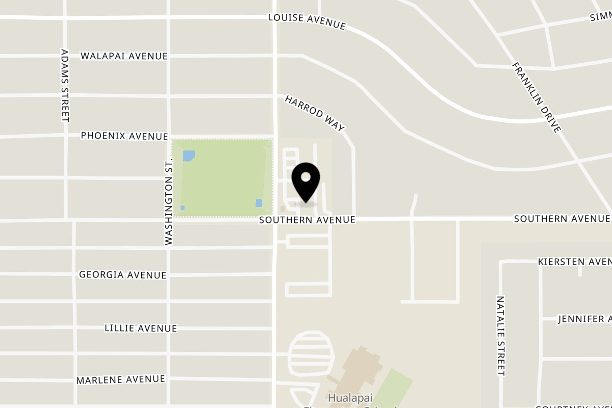 Map showing the location of Olympus Diner on 710 Eastern St suite d in Kingman